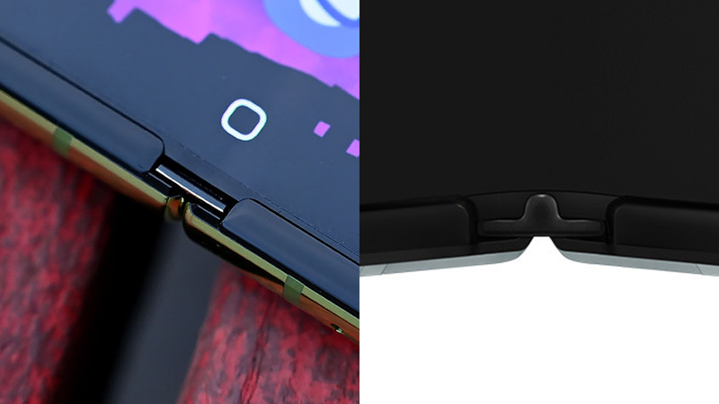 Here’s a comparison between the hinge gap on the original Galaxy Fold (left) and Samsung’s revamped Fold (right).